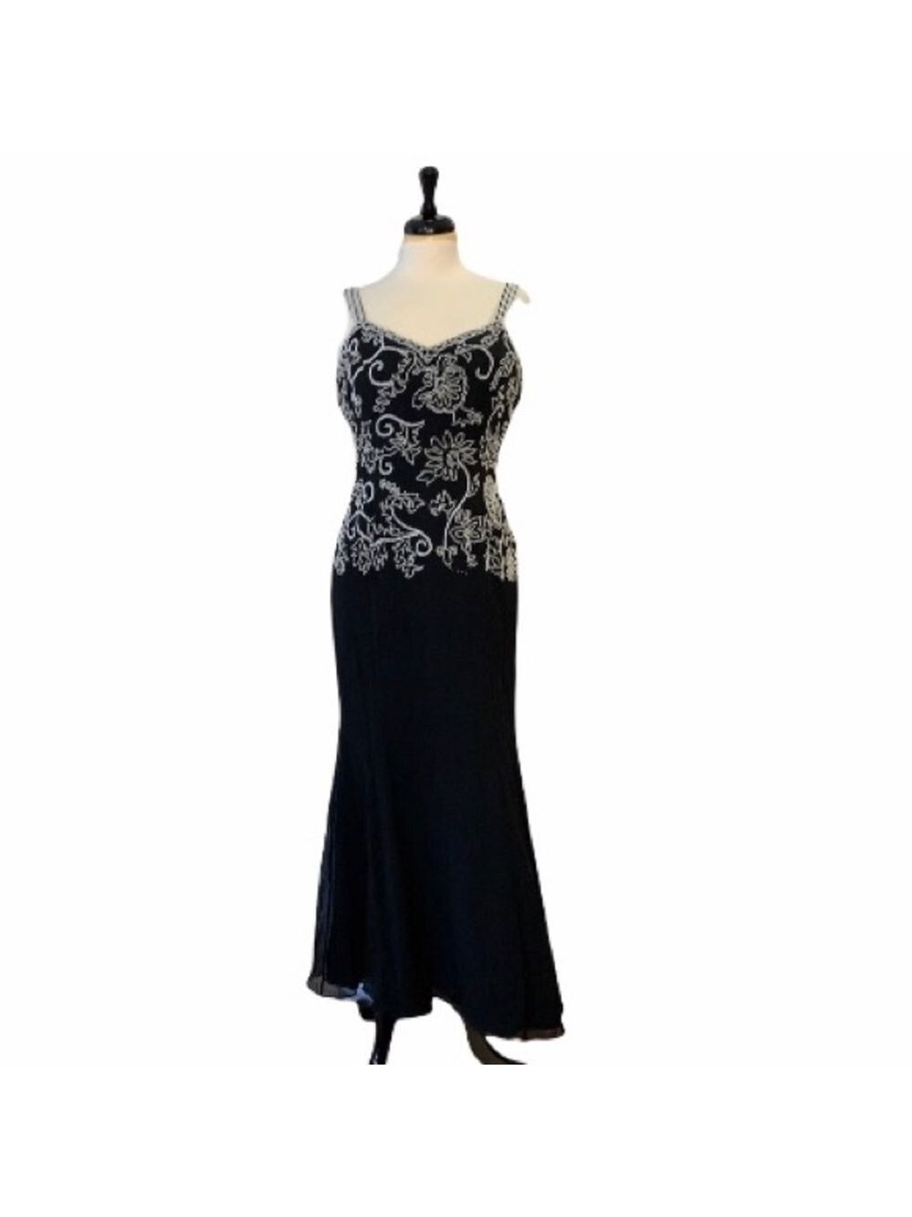 MON Cheri Black Beaded Dress Prom Evening Formal S/M